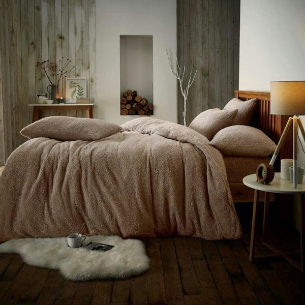 Smart Living Teddy Plain Duvet Cover and Pillowcase Set - Mink