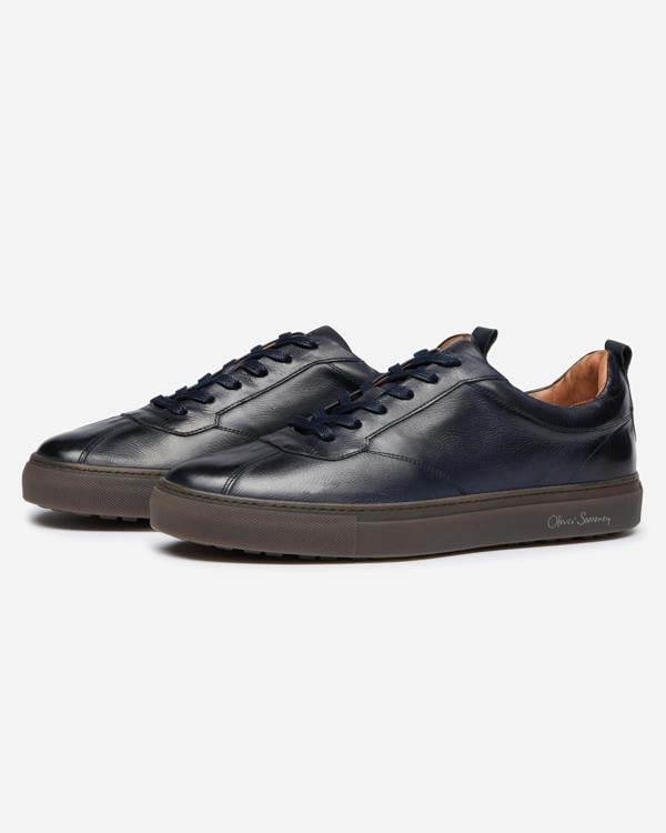 Oliver Sweeney Ermida Mens Hand Finished Calf Leather Trainers - Navy