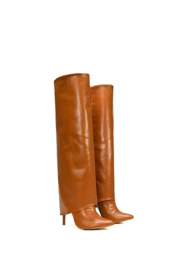 XY LONDON Foldover Knee High Boots With Stiletto Heel