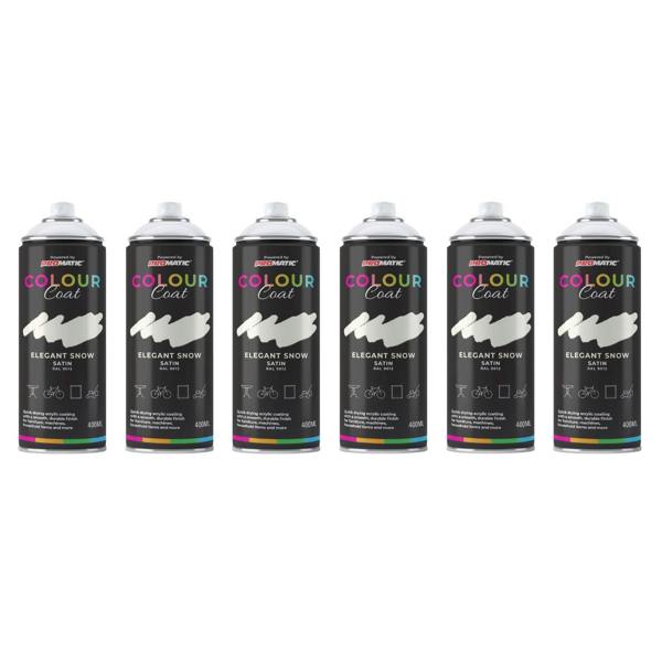 Colour Coat 6X Elegant Snow RAL 9012 Satin Spray Paint 400ml