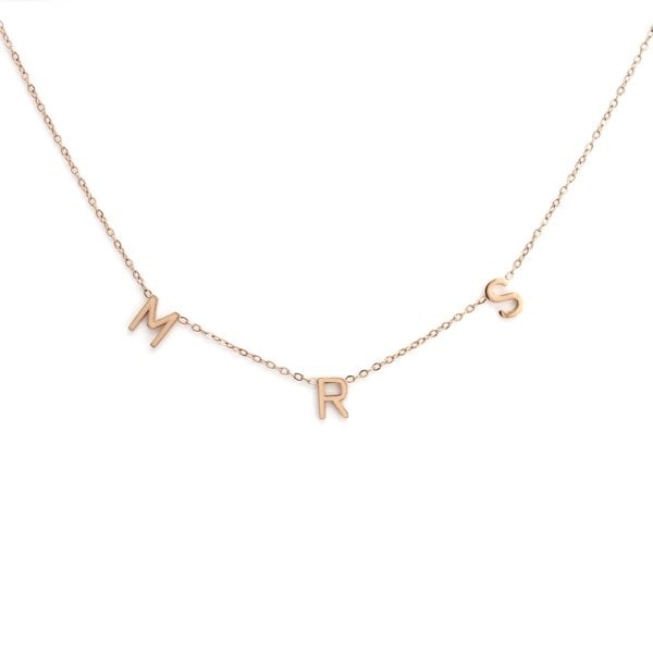 Say It With Personalised Mrs Necklace - Rose Gold Plated