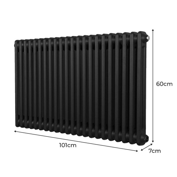 Monstershop Traditional 2 Column Radiator - 600 x 1012mm - Black