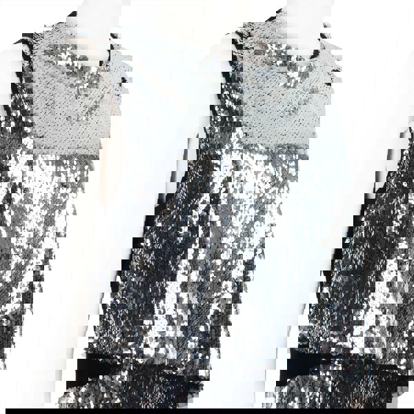 Stella McCartney sequin front gown in a shimmering silver tone