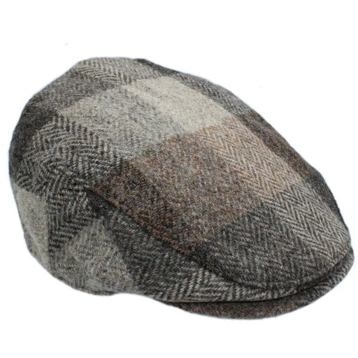 Heather Hats & Accessories Genuine Harris Tweed Wool Flat Cap, Satin Lining, Outdoor Wear, Fleece Beige