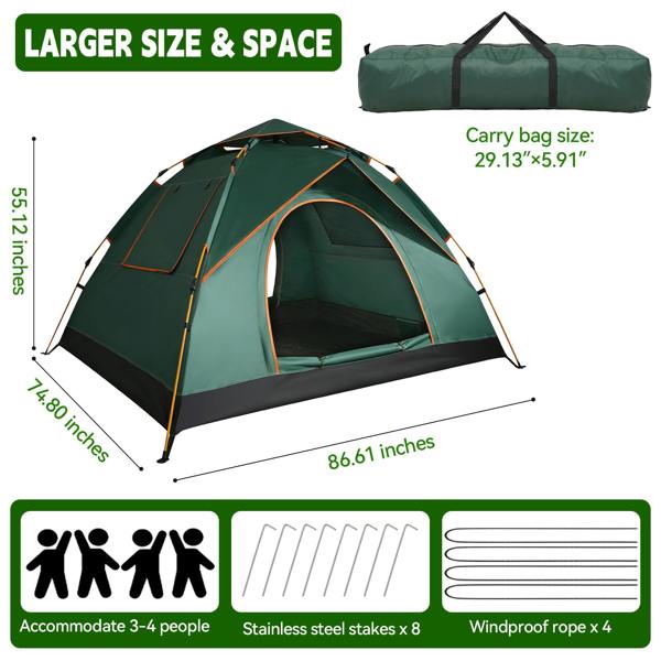 Leaper 3-4 Green Person Instant Pop-Up Tent