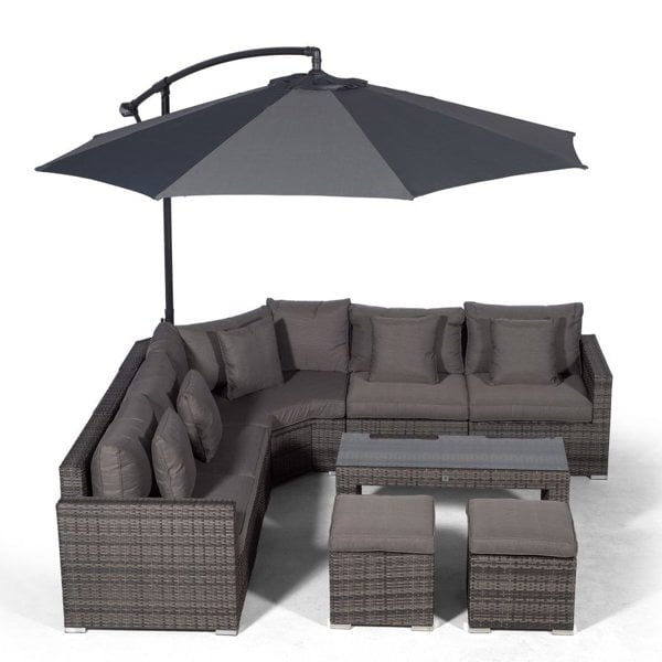 Giardino Santorini L Shape Modular 5 Seat Rattan Corner Sofa Set With Large Coffee Table & 2 Stools
