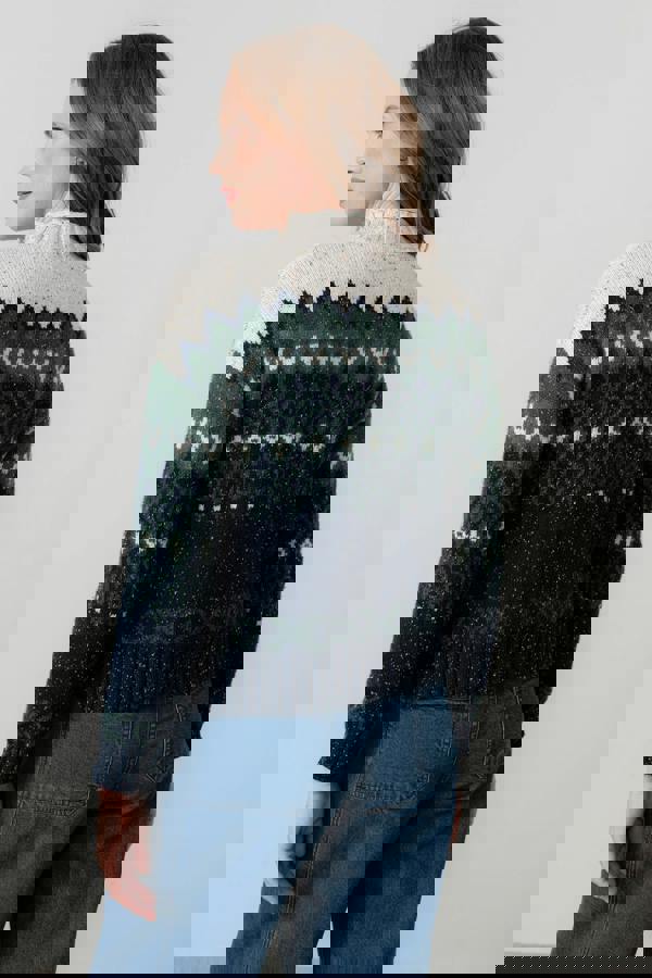 Lily & Me Maeve Fair Isle High Neck Jumper Pine Green