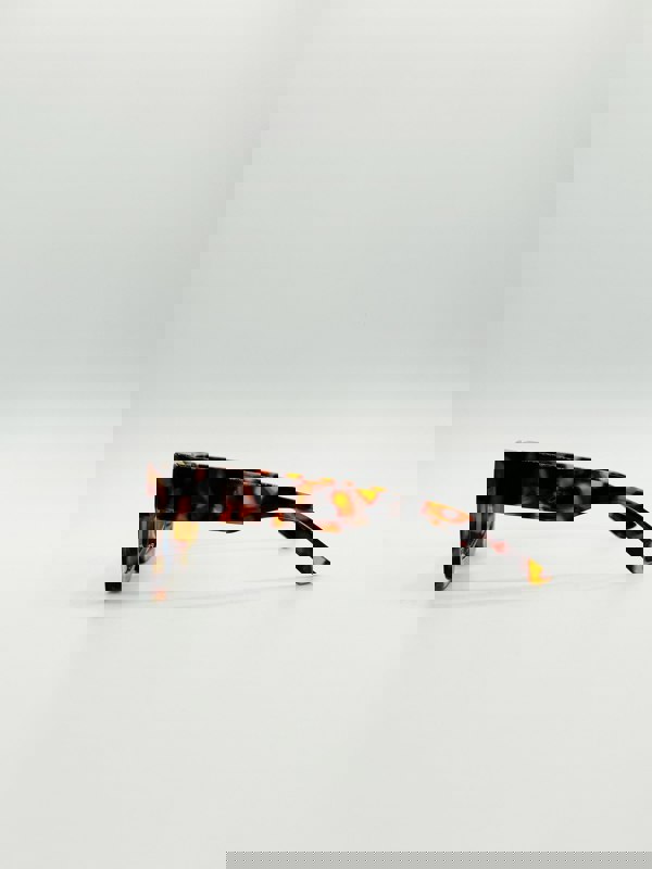 SVNX Chunky Oversize square Sunglasses in Tortoiseshell with Blue Lenses