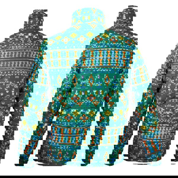 David WeJ Ethnic Print Padded Bomber Jacket - Green Multi