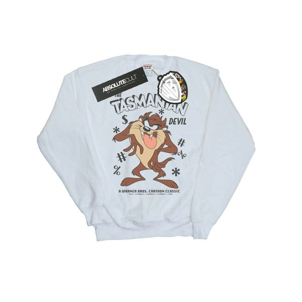 Looney Tunes Mens Tasmanian Devil Vintage Cotton Sweatshirt - White