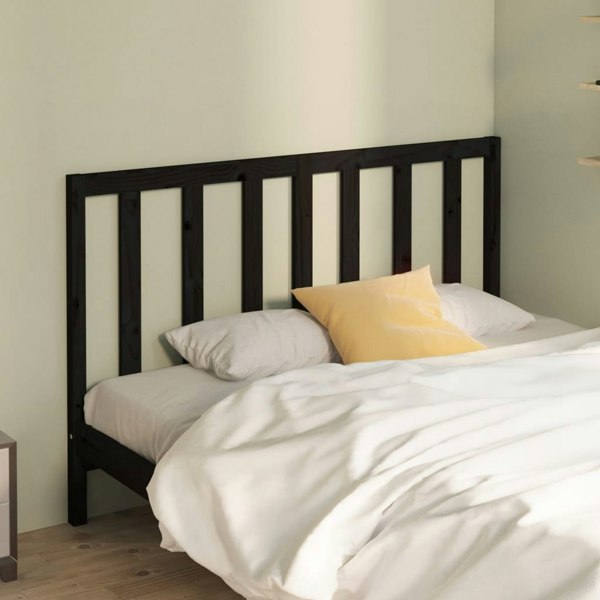Berkfield Bed Headboard Black 146x4x100 cm Solid Wood Pine