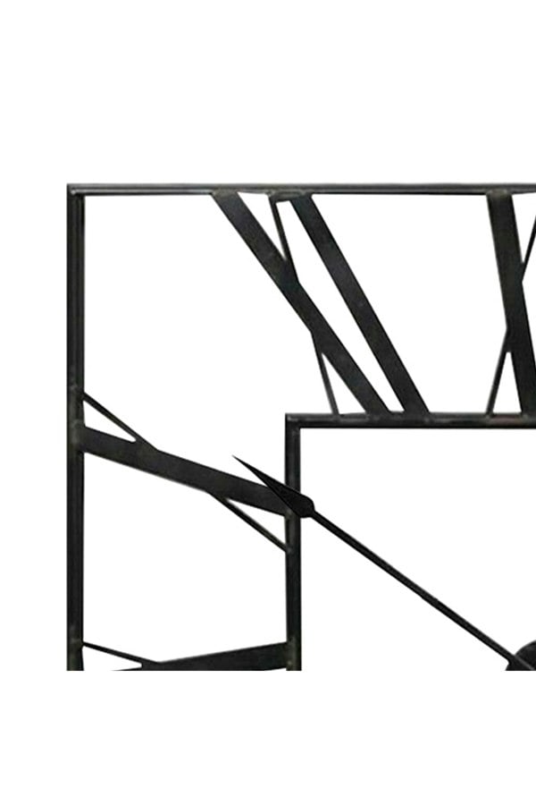 Living and Home 60cm Modern Roman Numeral Skeleton Square Metal Wall Clock