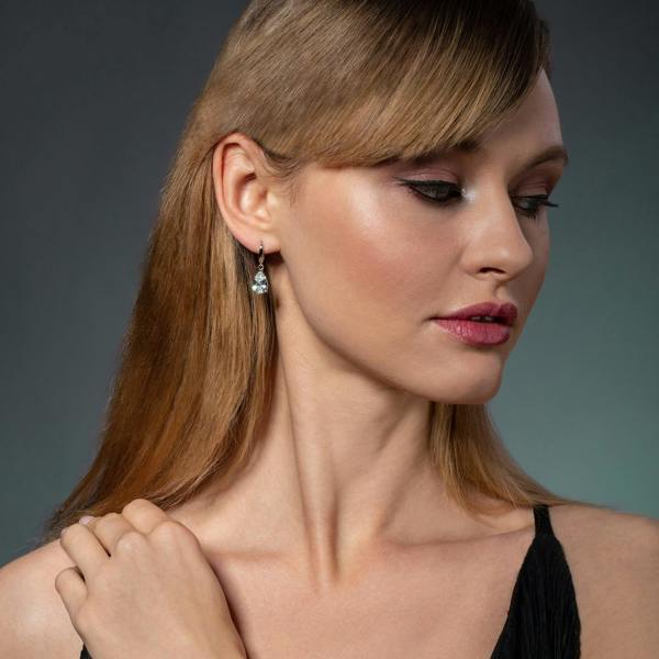 Pear Drop Earrings with White Cubic Zirconia - namana.london