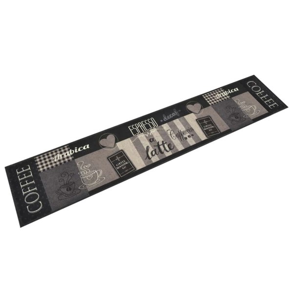 Berkfield Kitchen Rug Washable Coffee Black 60x300 cm Velvet