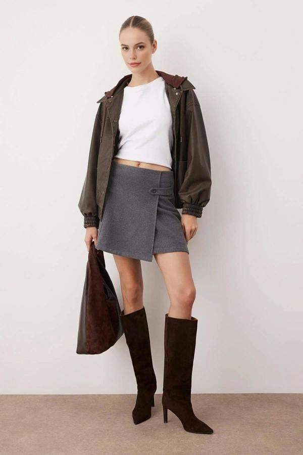 WOVCOR Woven Cashmere Mini Skirt