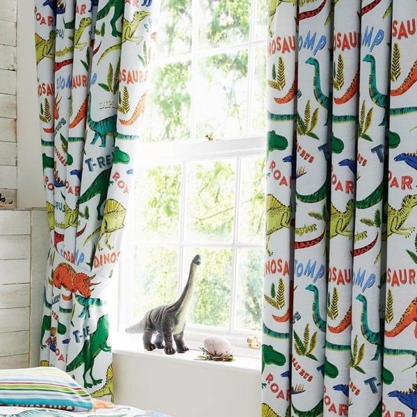 Dino-Snore Dinosaur Curtains - Happy Linen Company