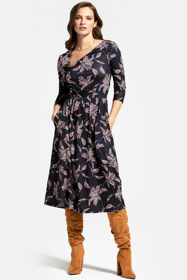 HotSquash Asymmetric Neckline Midi Dress