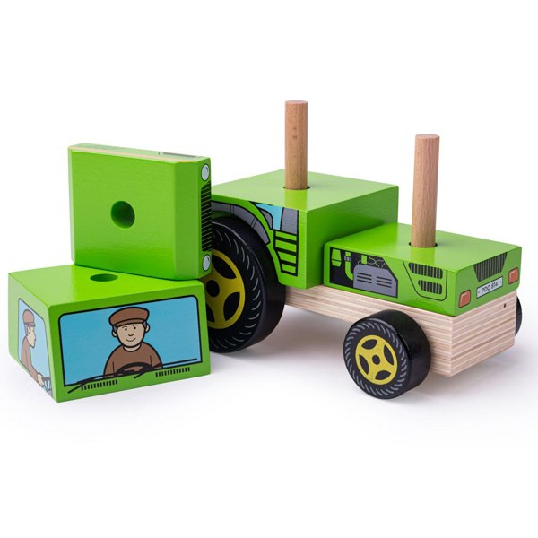 Bigjigs Toys Wooden Stacking Tractor Toy And Puzzle