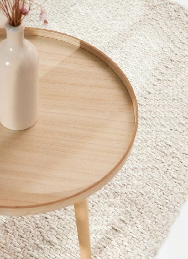 The Rugs Majoli Natural White Herringbone Wool & Jute Rug