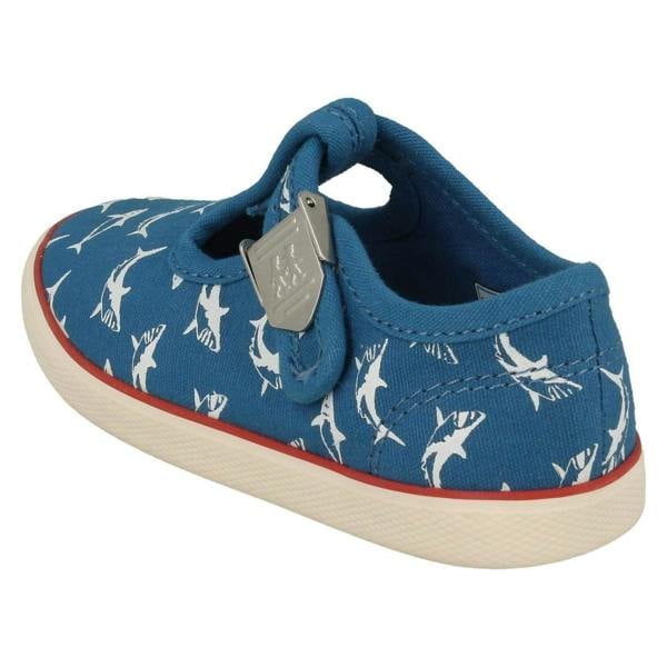 Start-rite Boys Startrite Shark Detailed T-Bar Canvas Shoes Surf