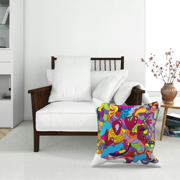 Warren Reed Motley Doodling Love Floor Cushion