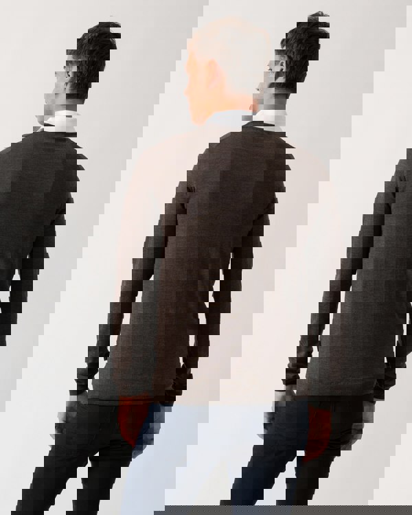 Oliver Sweeney Camber Mens Crew Neck Jumper - Chocolate Marl