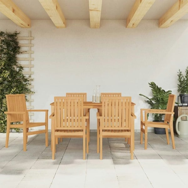 Berkfield 7 Piece Garden Dining Set Solid Wood Teak