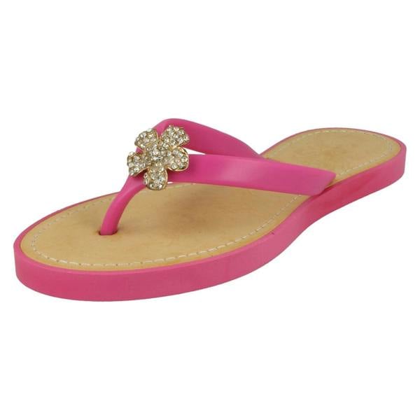 Savannah Ladies Savannah Toe Post Diamante Flower Detail Sandals