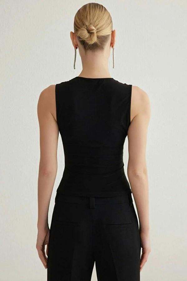 WOVCOR Drape Detail Knitted Blouse