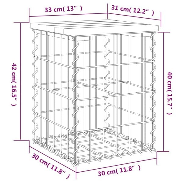 Berkfield Garden Bench Gabion Design 33x31x42 cm Solid Wood Douglas