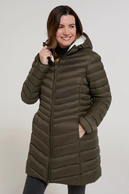 Mountain Warehouse Womens/Ladies Florence Faux Fur Lined Padded Jacket - Khaki Green