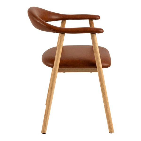Wyld Haus Set of 2 Melbourne Brown Faux Leather Dining Chair With Armrest