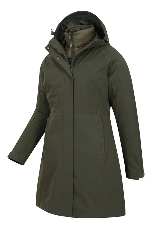 Mountain Warehouse Womens/Ladies Alaskan Long 3 in 1 Jacket - Khaki Green