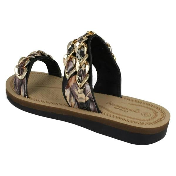 Savannah Ladies Savannah Flat Double Braided Strap Sandals