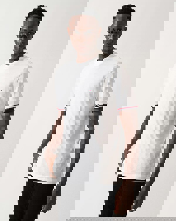 Tommy Hilfiger Global Strip Cuff Mens T-Shirt - White - CHO - Designer Mens T-Shirts & Tops