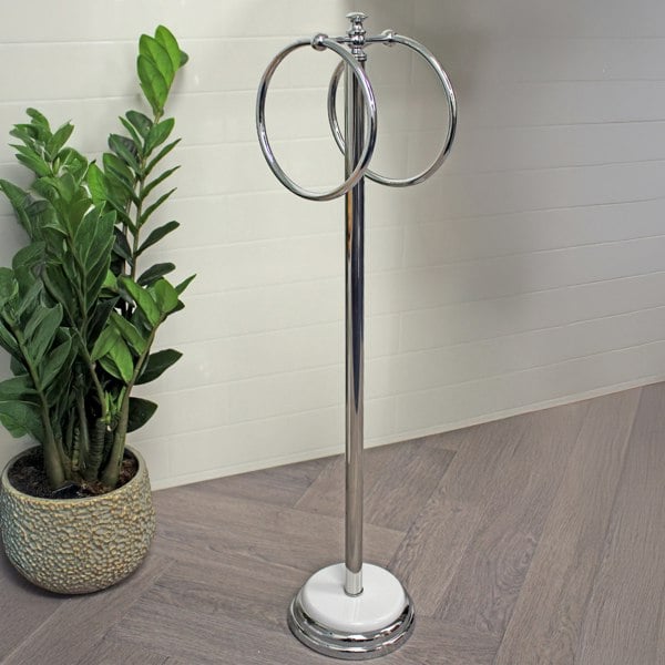 Showerdrape Opera White/Chrome Freestanding Double Towel Ring