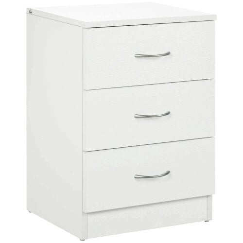 Three-Drawer Simple Bedside Table - White