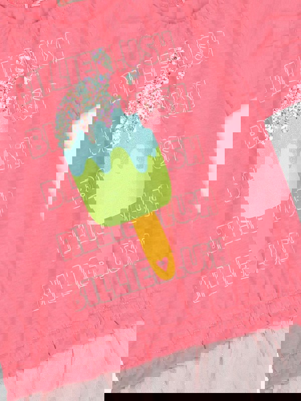 Billieblush Girls Jersey And Tulle Dress in Pink