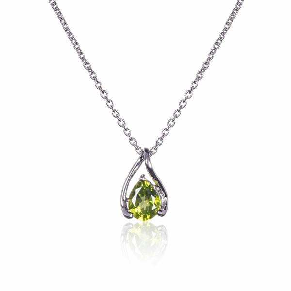 925 Sterling Silver Peridot Gemstone Pendant Necklace - namana.london