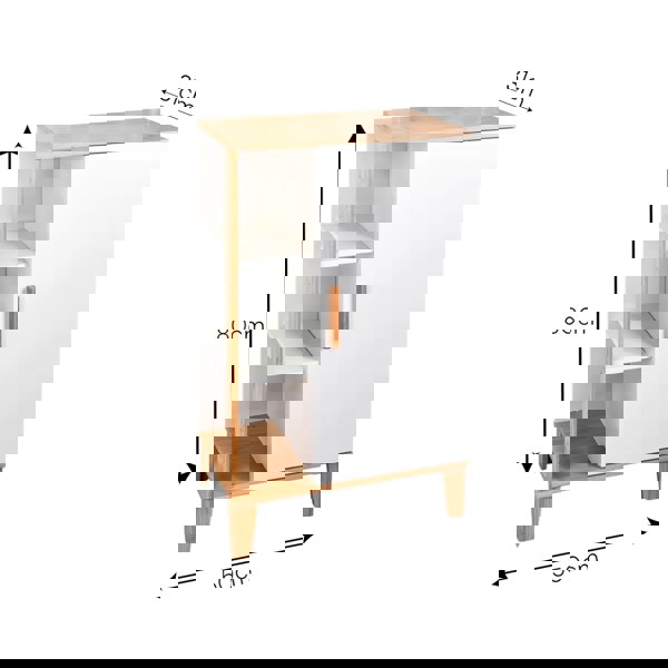 Showerdrape Varallo Matt White & Bamboo Floor Bathroom Cabinet with Display Shelves