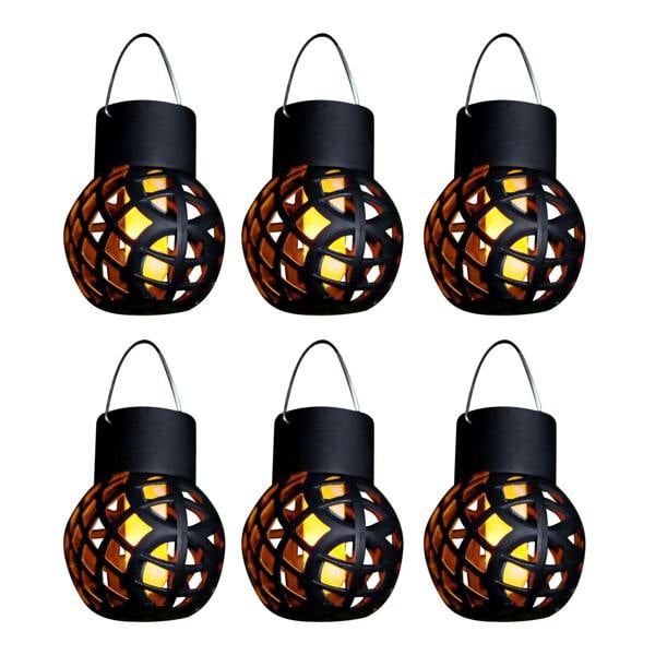 Gardenwize Pack of 6 Solar Hanging Lanterns – Dancing Flame LED Lights