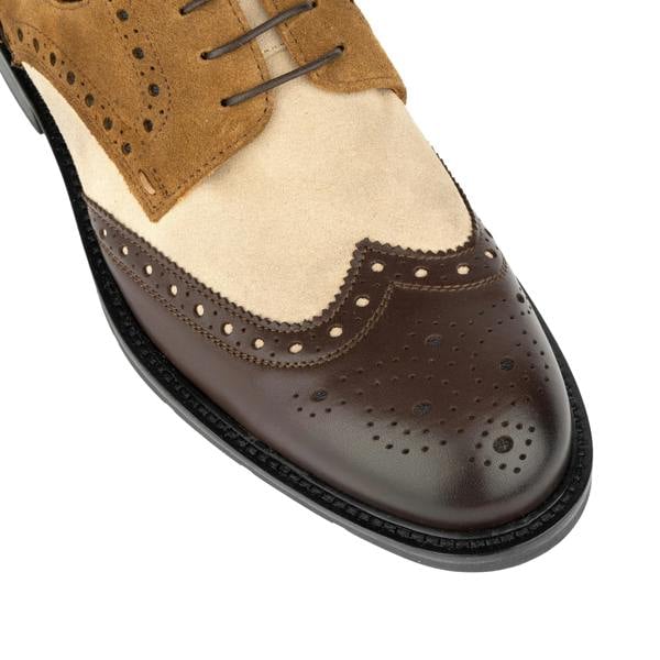 Embassy London Toledo - Brown, Cream & Tan - Men's Leather & Suede Oxford Shoe