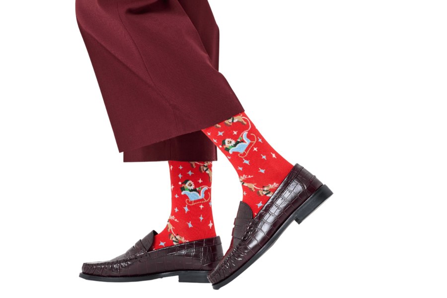 Happy SocksSocks SingleSleigh Socks, RedBoxers & Briefs