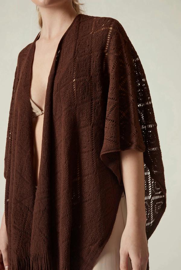 James Lakeland Brown Pointelle Knit Kaftan