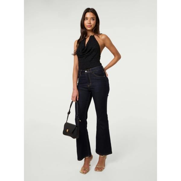 Pink Vanilla Lace Bodysuit With Halter Gold Trim