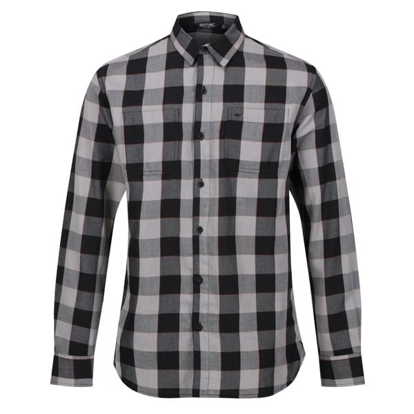 Regatta Mens Lance Checked Shirt - Dark Grey/Black