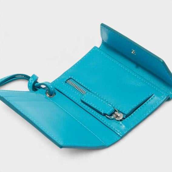 Jacquemus Logo Le Porte Leather Lanyard Wallet Turquoise