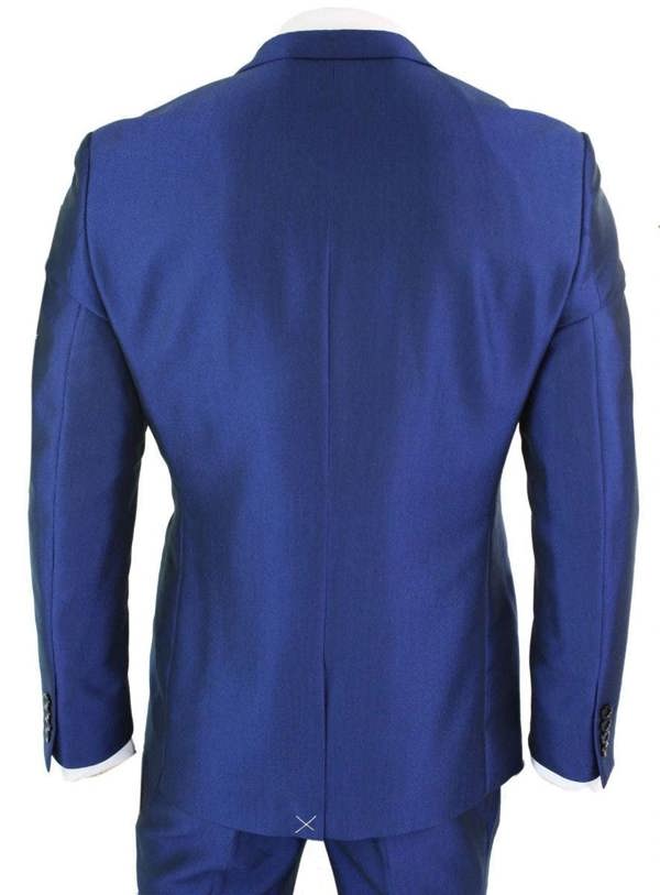 Paul Andrew Mens 3 Piece Shiny Royal Blue Classic Suit