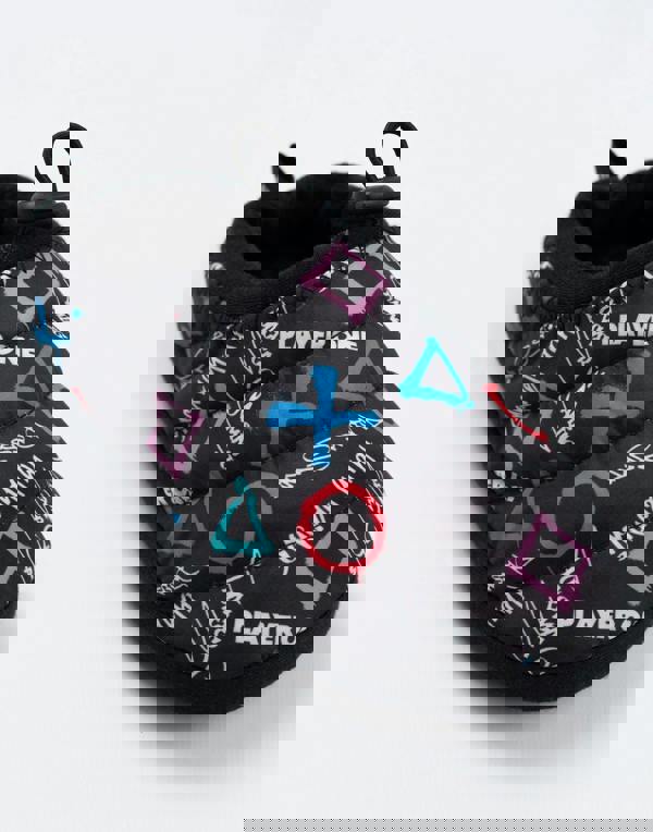 PlayStation Boys Black Controller Symbols Slip On Loafer Slippers