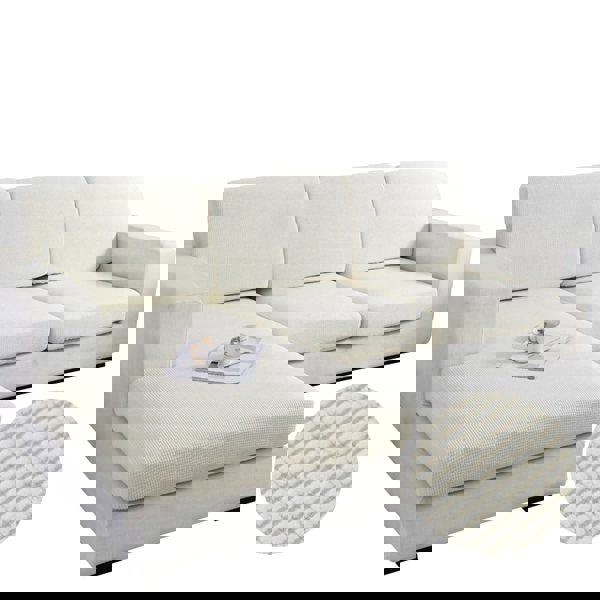 Anyhouz Anyseat Sofa Cover White Polyester Thick Stretchable Cushion For Living Room 1Pc Enlarge Size 60-90cm